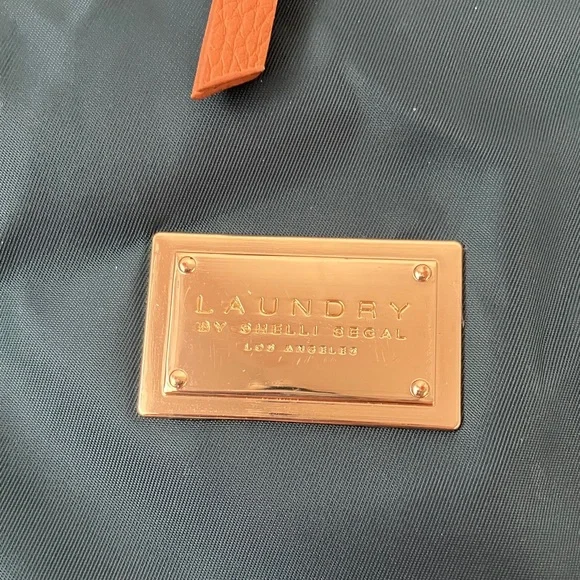 LAUNDRY teal backpack nylon & vegan leather 15 x 12” EUC - Picture 3 of 12